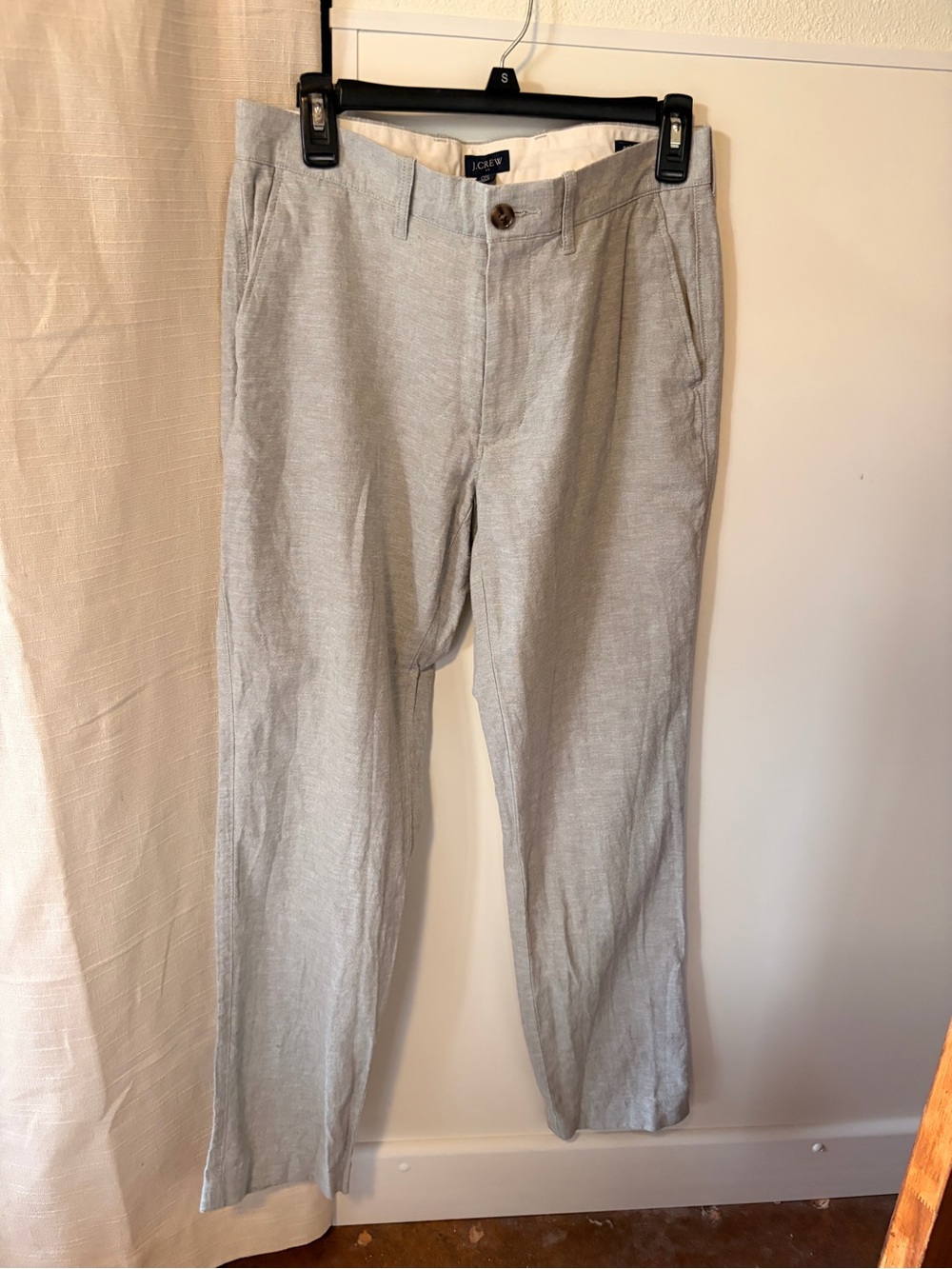 J. Crew Light Gray Linen-Blend Chinos